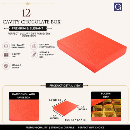 Red 12 Cavity Chocolate Box