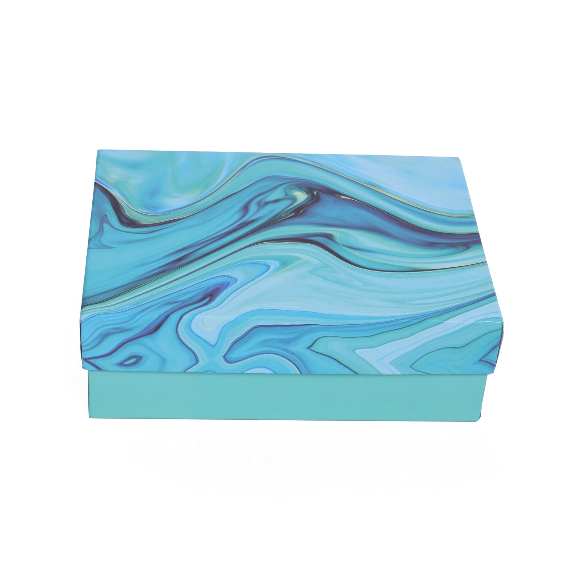 Gift Marble Blue Hamper Box 9.3x7x2.7 Inch | Grownex Packaging | Hamper Box