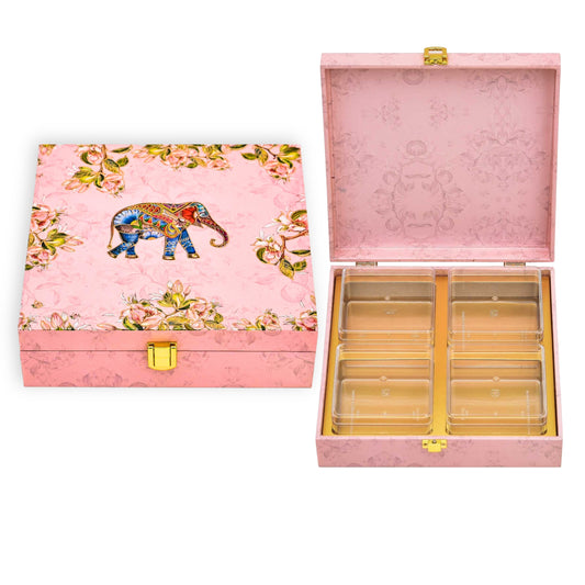 Elephant Foil Print Wooden Premium Hamper Box – Luxury Festive Gift Packaging | Grownex Packaging | wooden box
