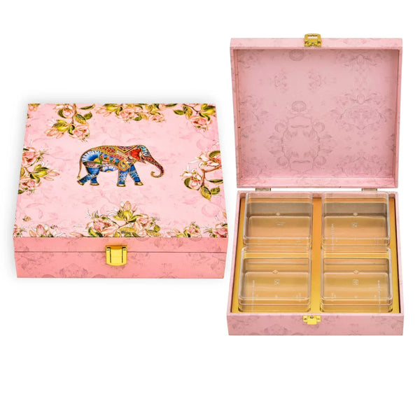Elephant Foil Print Wooden Premium Hamper Box – Luxury Festive Gift Packaging | Grownex Packaging | wooden box