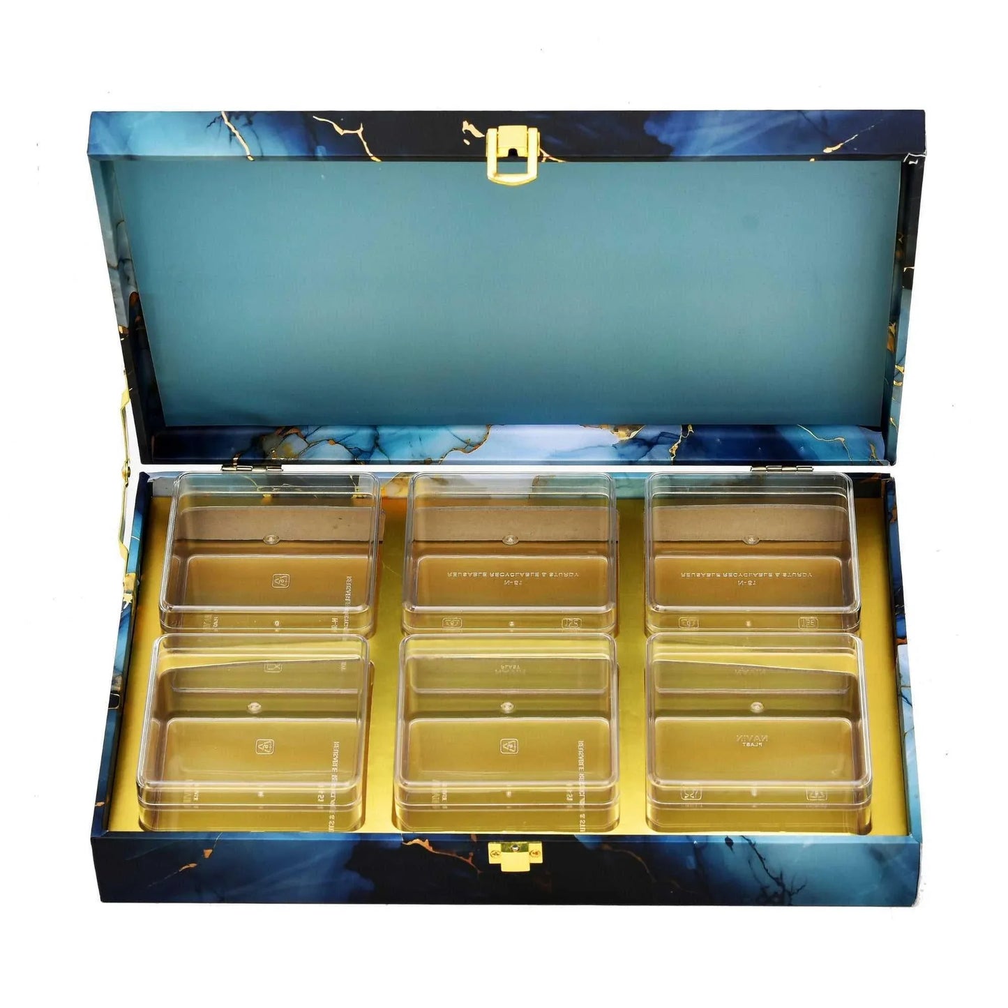 Blue Marble Print Luxury Combo Pack | Wooden Gift Box & Paper Bag | Premium Festive Packaging | Grownex Packaging | wooden box