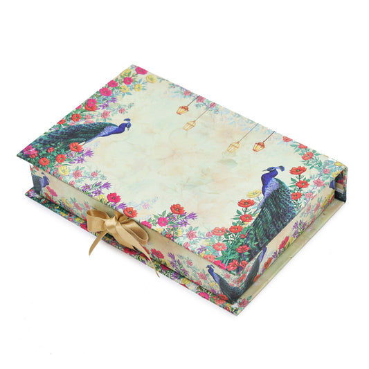 500 gm Beige Peacock 4 Line Premium File Sweet Box Grownex Packaging Sweet Box