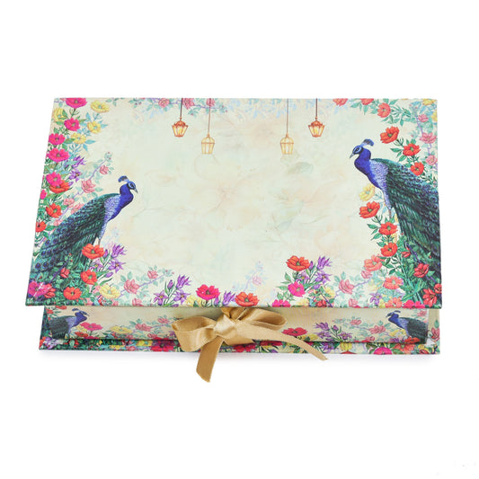 500 gm Beige Peacock 4 Line Premium File Sweet Box | Grownex Packaging | Sweet Box