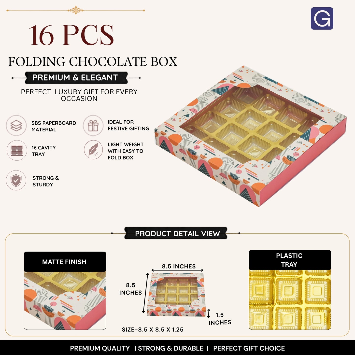 Pink 16 Cavity Folding Chocolate Box