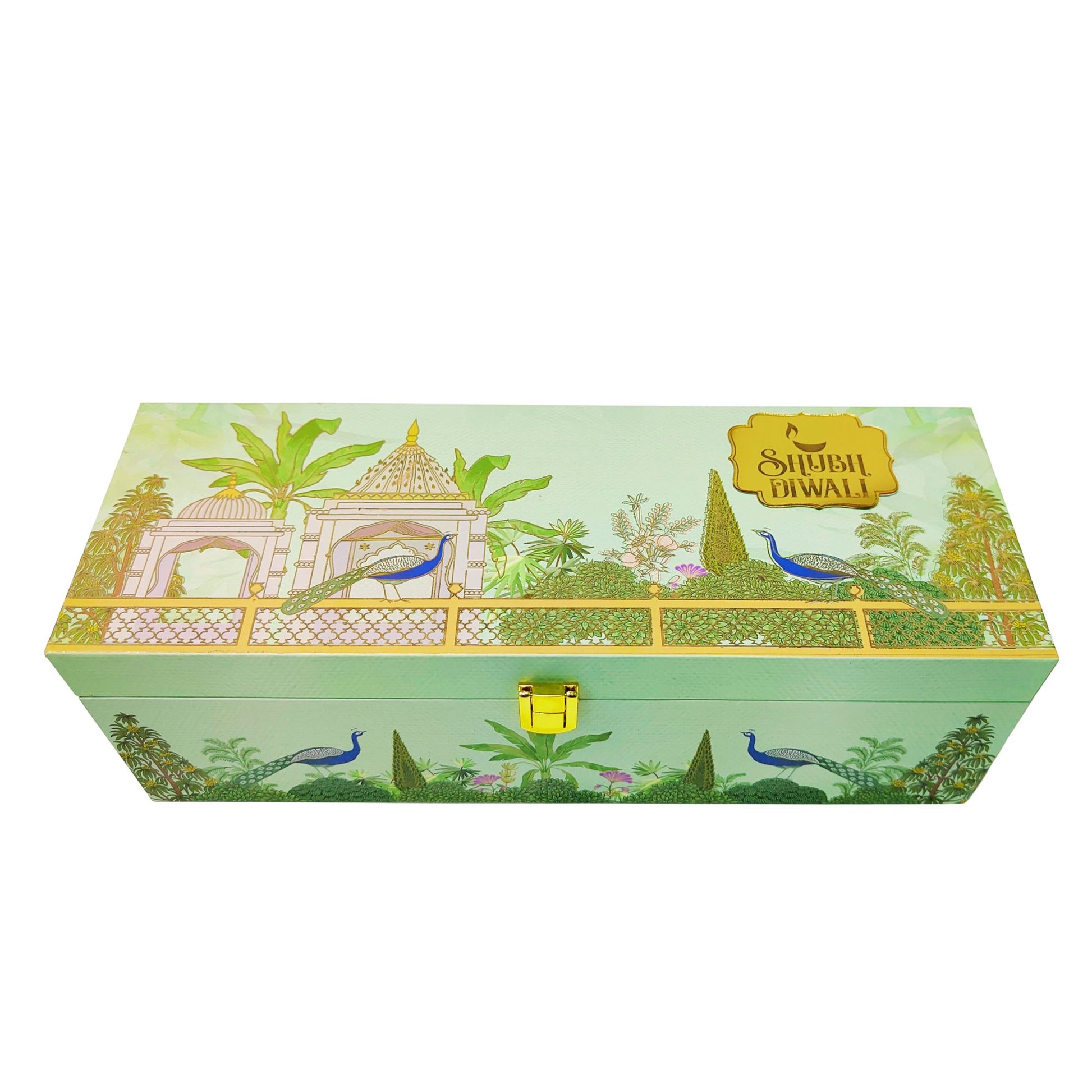 Luxury Shubh Diwali Peacock Wooden Gift Box – 3 Jar Dry Fruit & Sweet Hamper | Festive Gifting | Grownex Packaging | wooden box