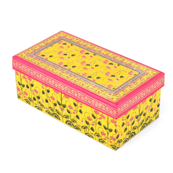 Floral Yellow Laddoo and Sweet Box 2 piece