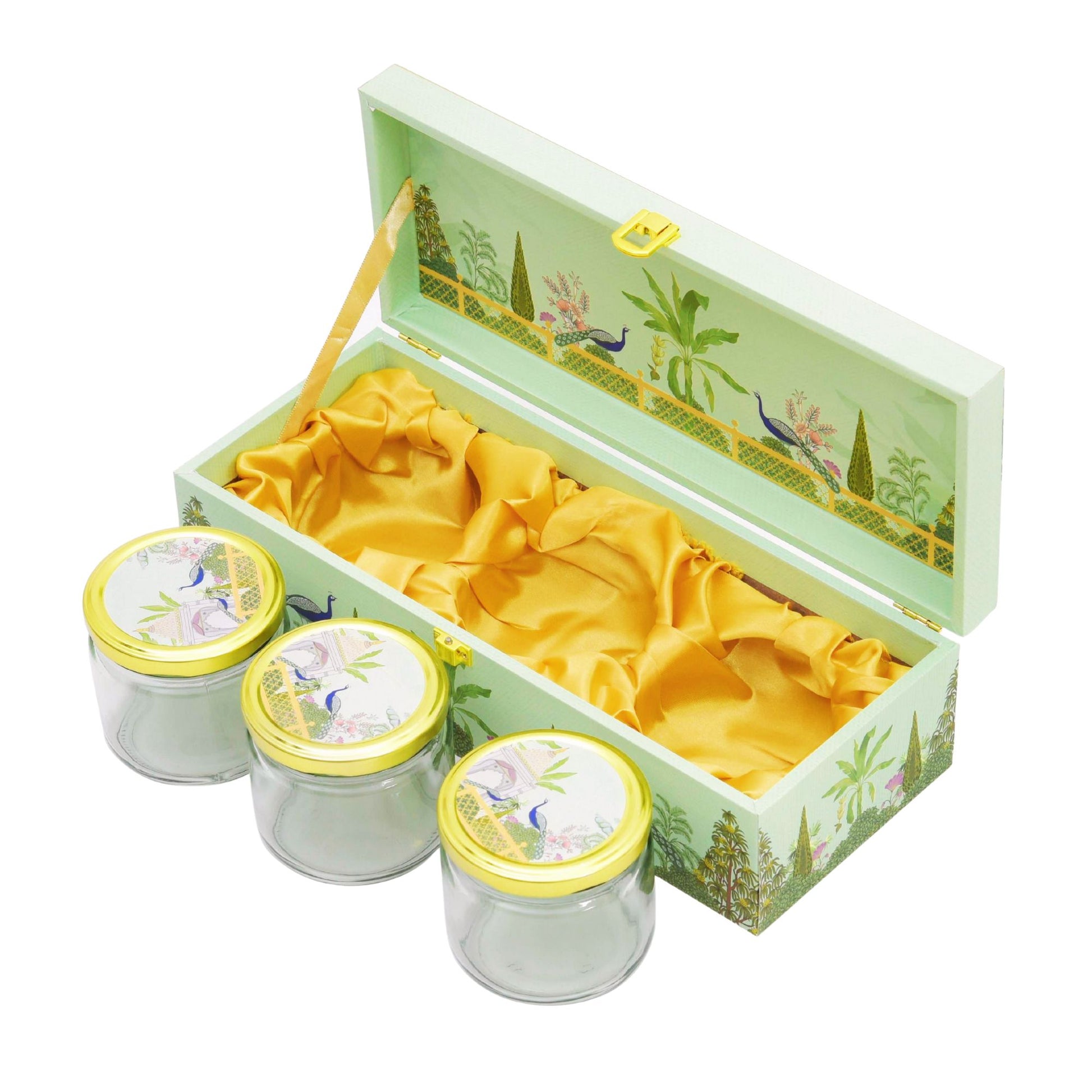 Luxury Shubh Diwali Peacock Wooden Gift Box – 3 Jar Dry Fruit & Sweet Hamper | Festive Gifting | Grownex Packaging | wooden box