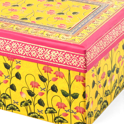 Floral Yellow Laddoo and Sweet Box 2 piece