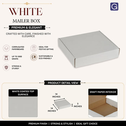 14x14x3 Inch White Mailer Box | Corrugated Packaging Box