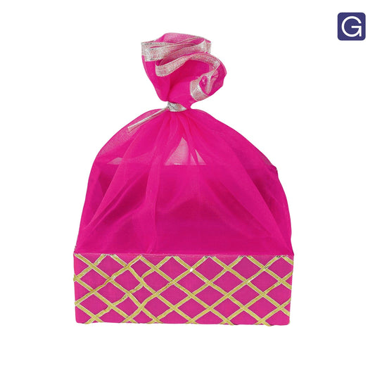 Square Lace Rani Pink Gift Basket  | Wedding & Return Gift Packaging