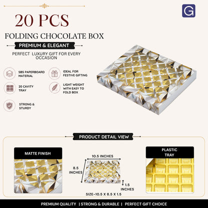 Grey 20 Cavity Folding Chocolate Box