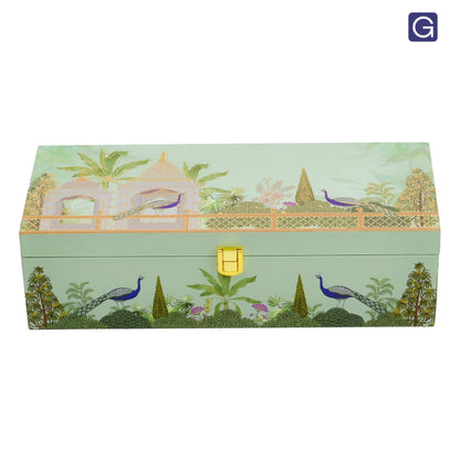 Green Garden Theme Wooden Hamper Box with 3 Jars for Festivals & Celebrations
