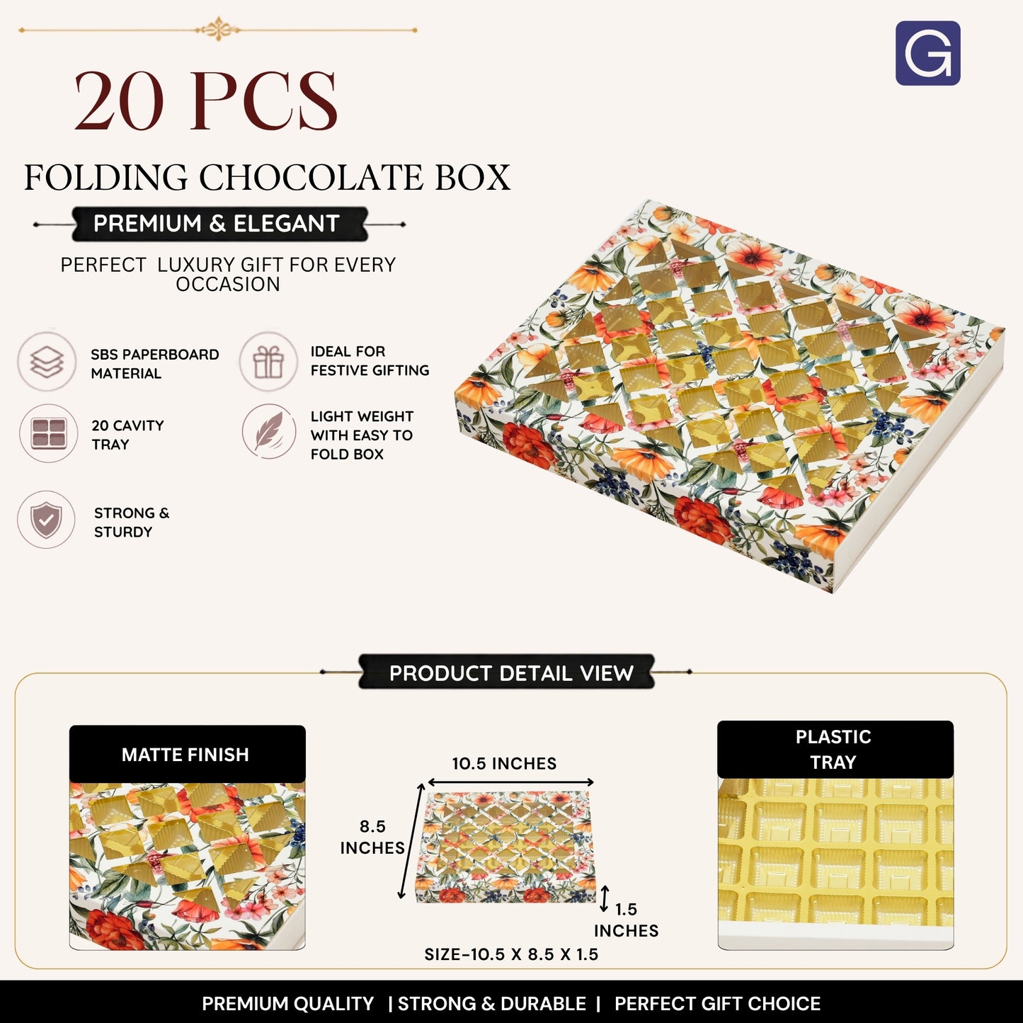 Orange 20 Cavity Folding Chocolate Box