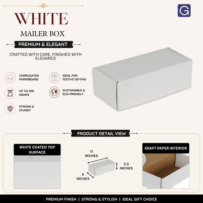 11x5x3.5 Inch White Mailer Box | Corrugated Packaging Box