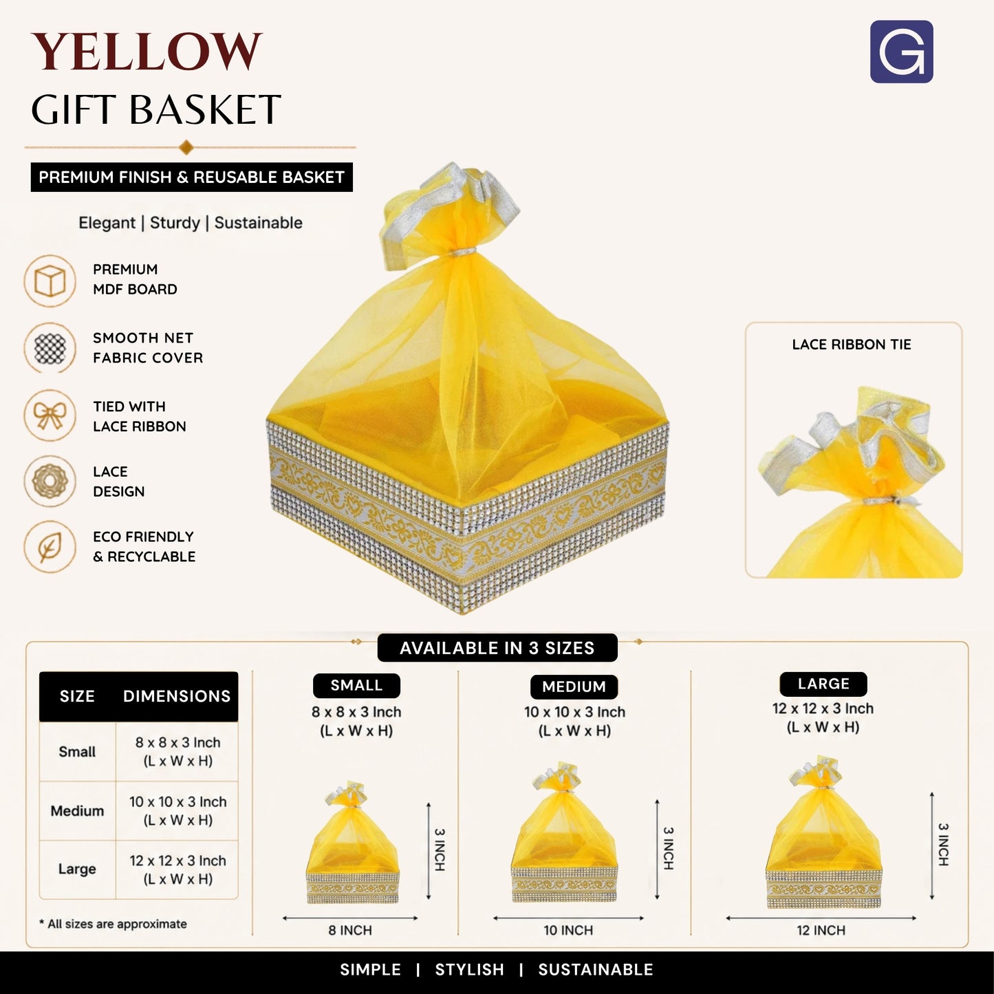 Yellow Gift Hamper Basket | Wedding & Return Gift Packaging