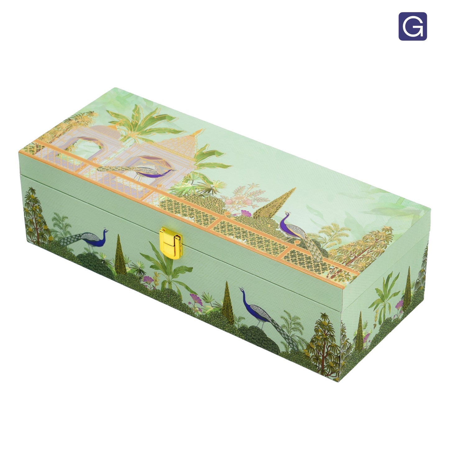 Green Garden Theme Wooden Hamper Box with 3 Jars for Festivals & Celebrations