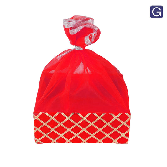 Square Lace Red Gift Basket  | Festive & Return Gift Packaging