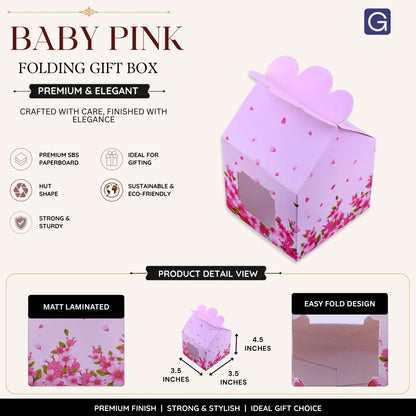 Hut Shape Folding Box | Baby Pink Premium Gift Box