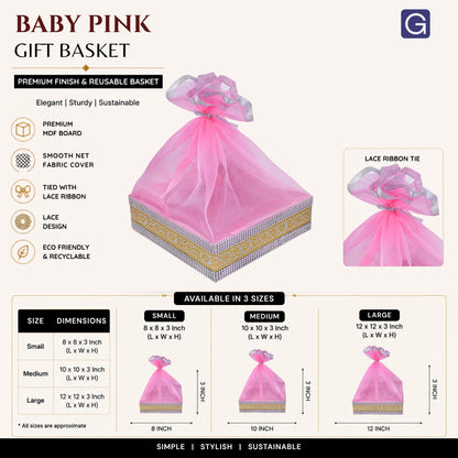 Baby Pink Gift Basket with Lace | Wedding & Return Gift Packaging