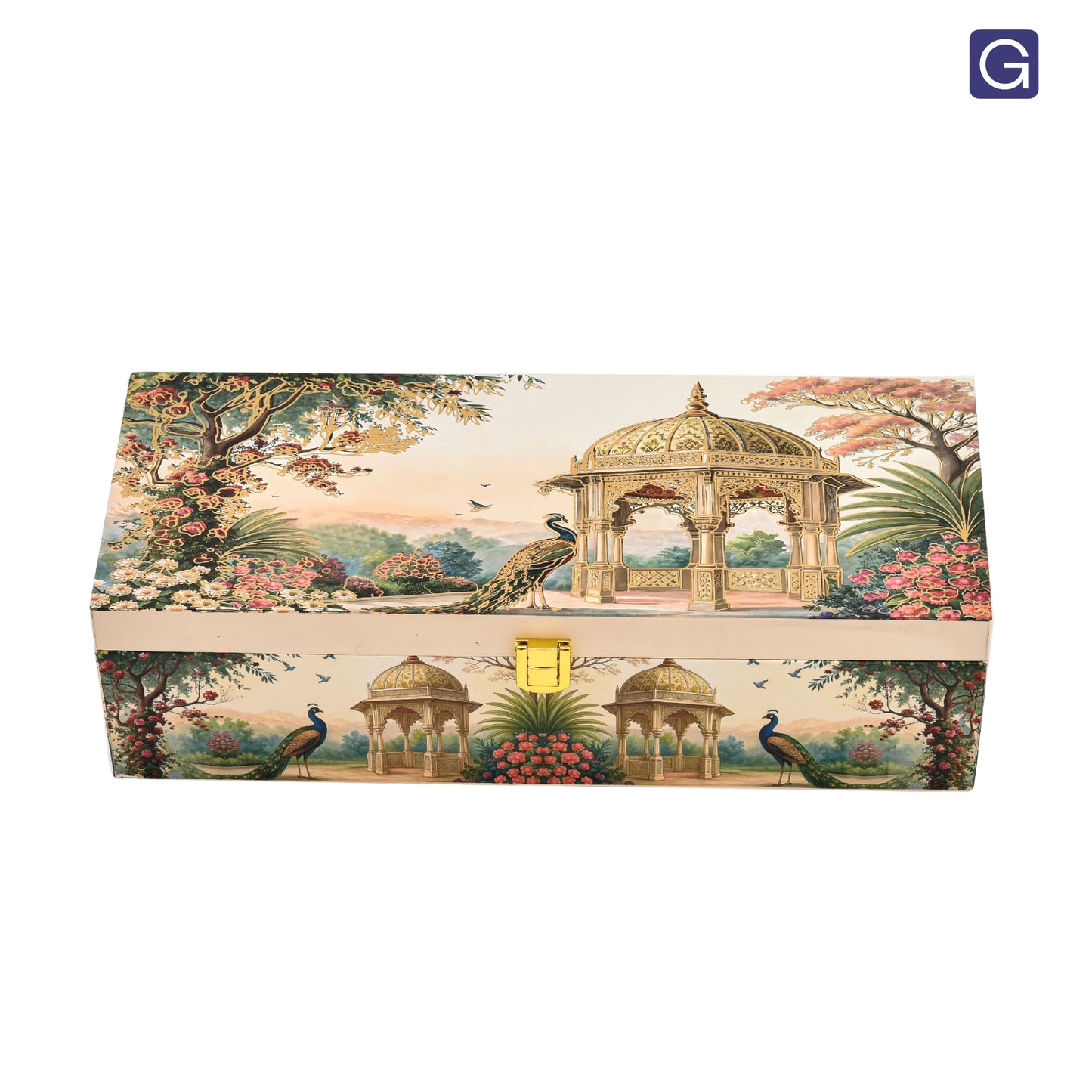Royal Garden Print Wooden Gift Box with 3 Jars | Premium Dry Fruit Box