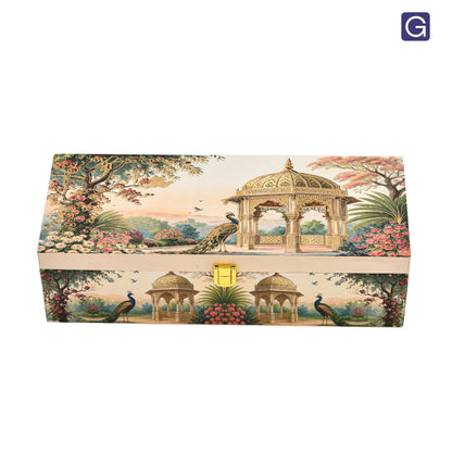 Royal Garden Print Wooden Gift Box with 3 Jars | Premium Dry Fruit Box
