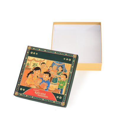 Rakhi Gift Hamper Box - Dark Green (Size - 7.9 x7.9x2.25 Inches) | Grownex Packaging | Hamper Box