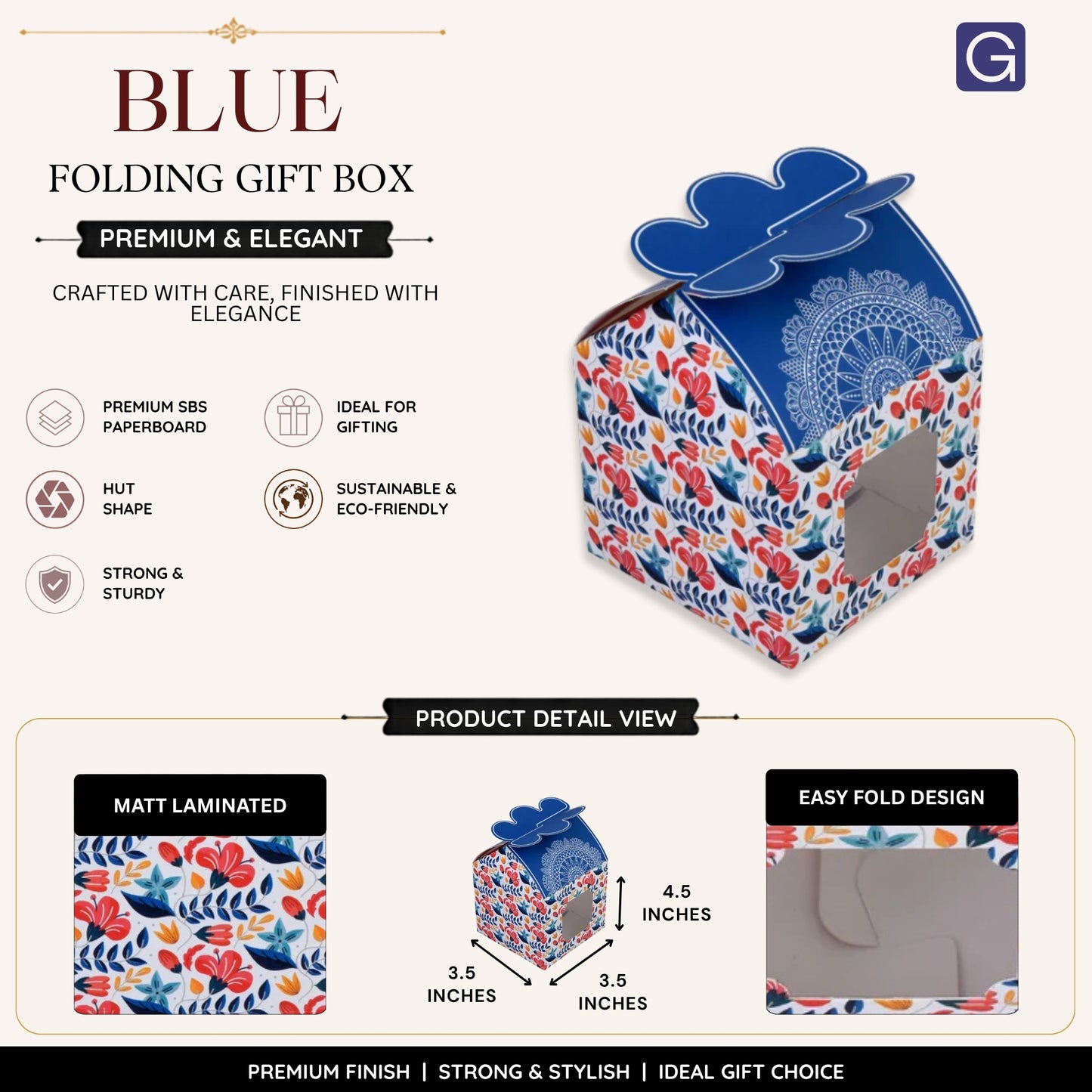 Hut Shape Folding Box | Blue Premium Gift Box