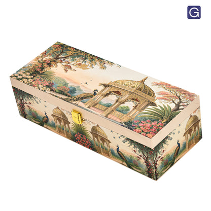 Royal Garden Print Wooden Gift Box with 3 Jars | Premium Dry Fruit Box