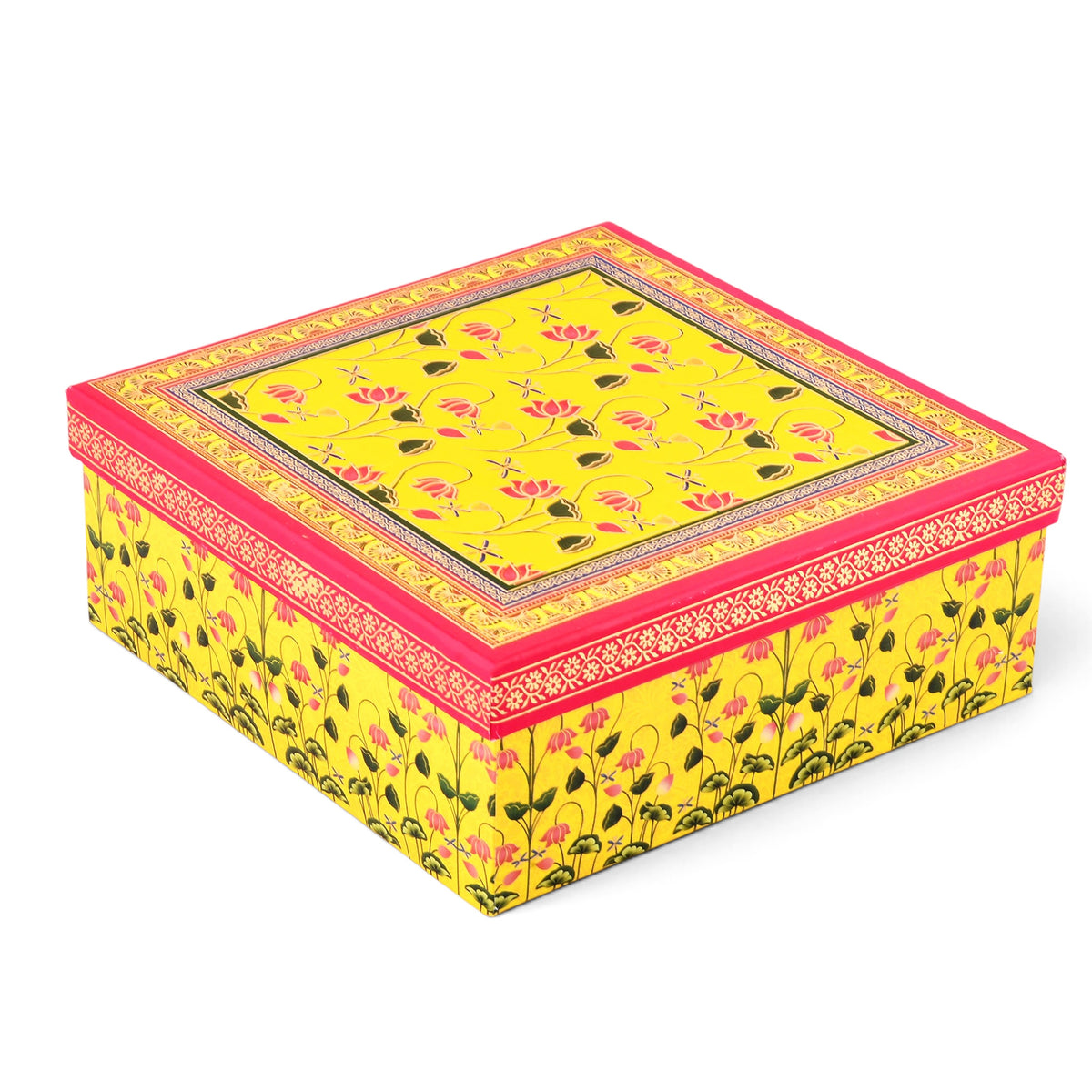 Floral Yellow Laddoo and Sweet Box 4 piece