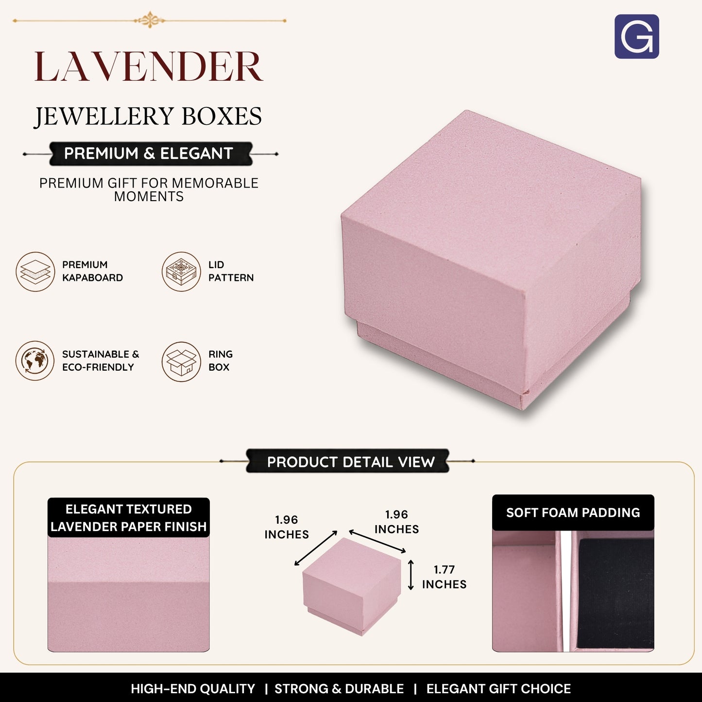 Lavender Ring Gift Box | 5x5x4.5 cm
