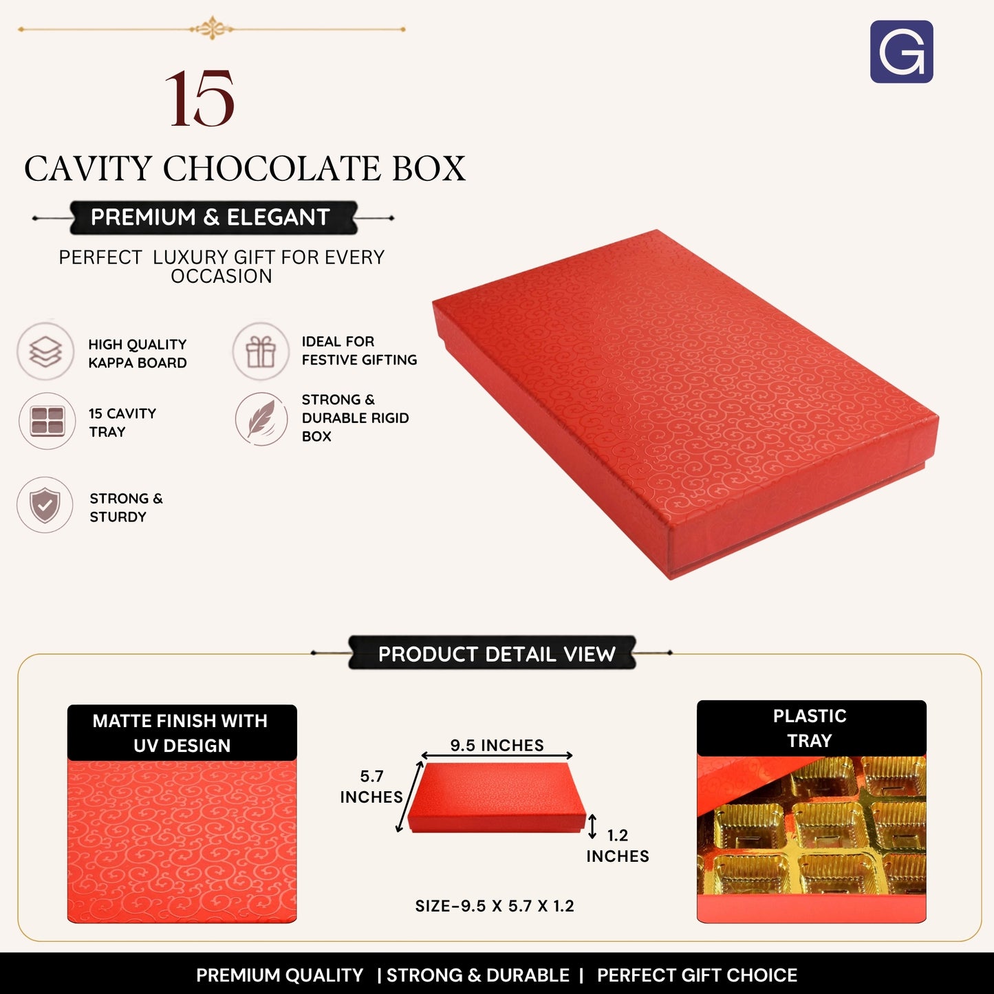 Red 15 Cavity Chocolate Box