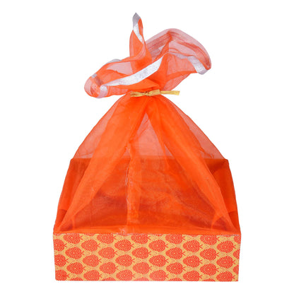 4 Jar Hamper Basket Floral Orange