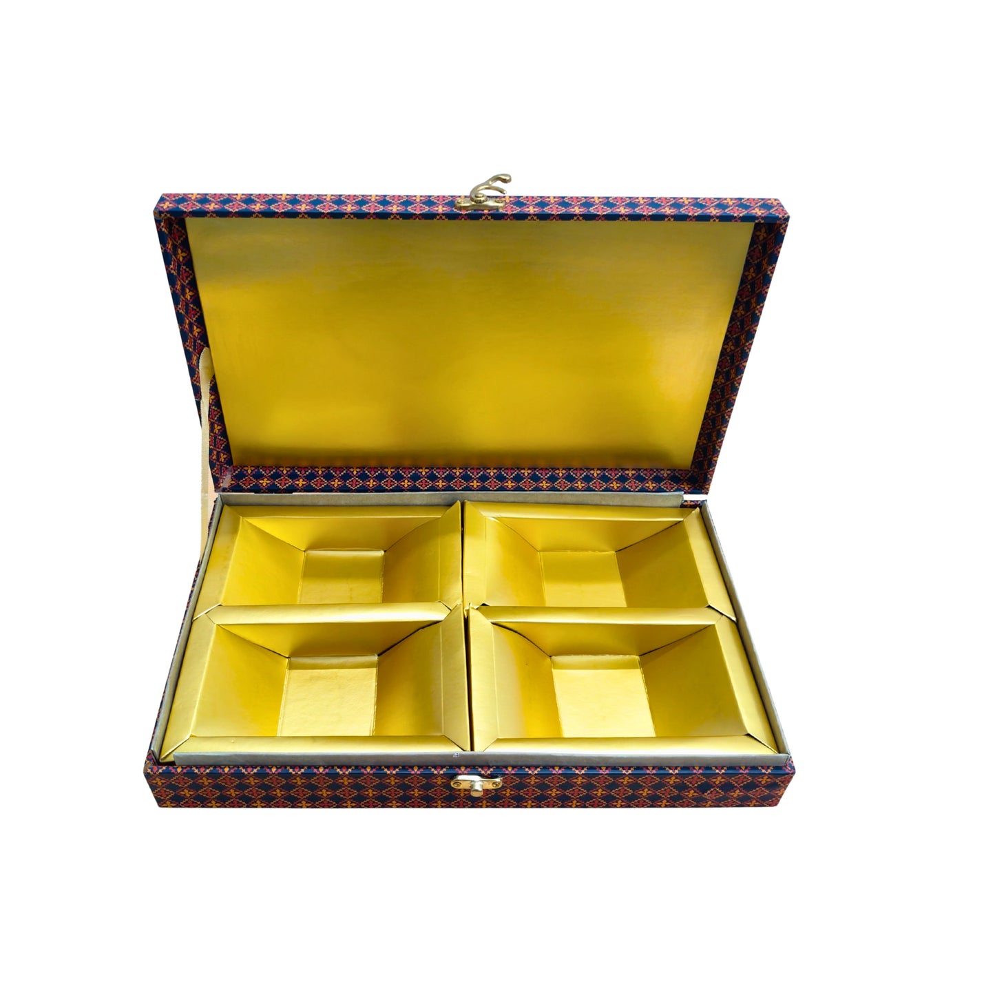 Radha Krishna Print Wooden Dry Fruit Gift Box - 4 Compartments | Grownex Packaging | wooden box