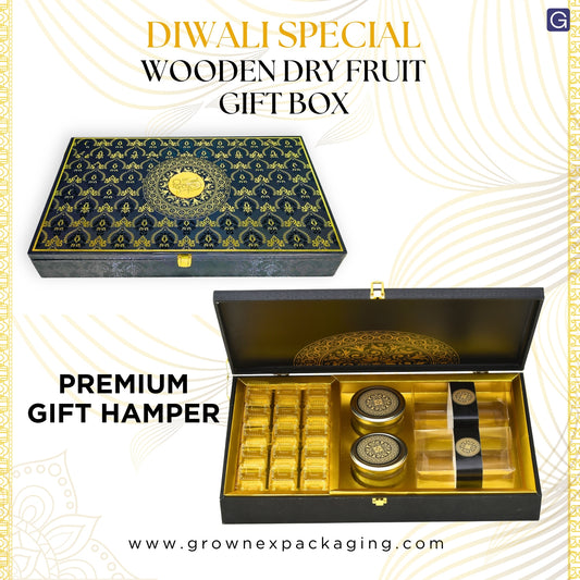 Luxury Diwali Gift Box | Elegant Dry Fruit/Chocolate Packaging | Premium Festive Hamper Box | Grownex Packaging |