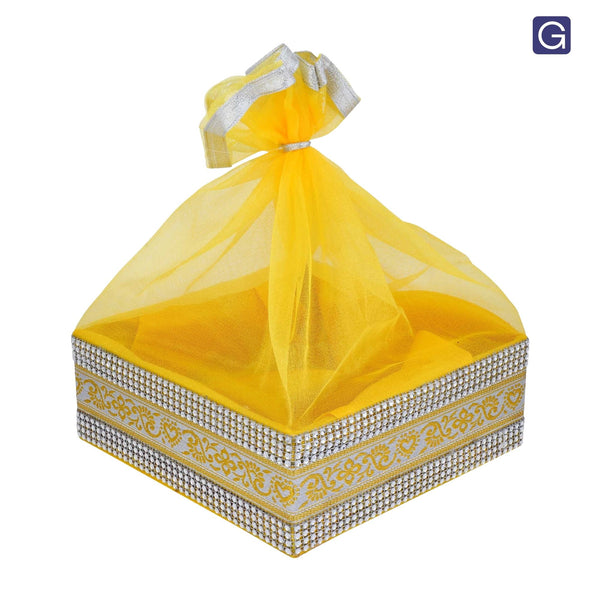 Yellow Gift Hamper Basket - Front View | Grownex Packaging
