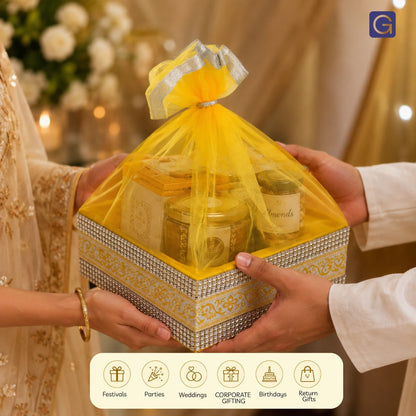 Yellow Gift Hamper Basket | Wedding & Return Gift Packaging