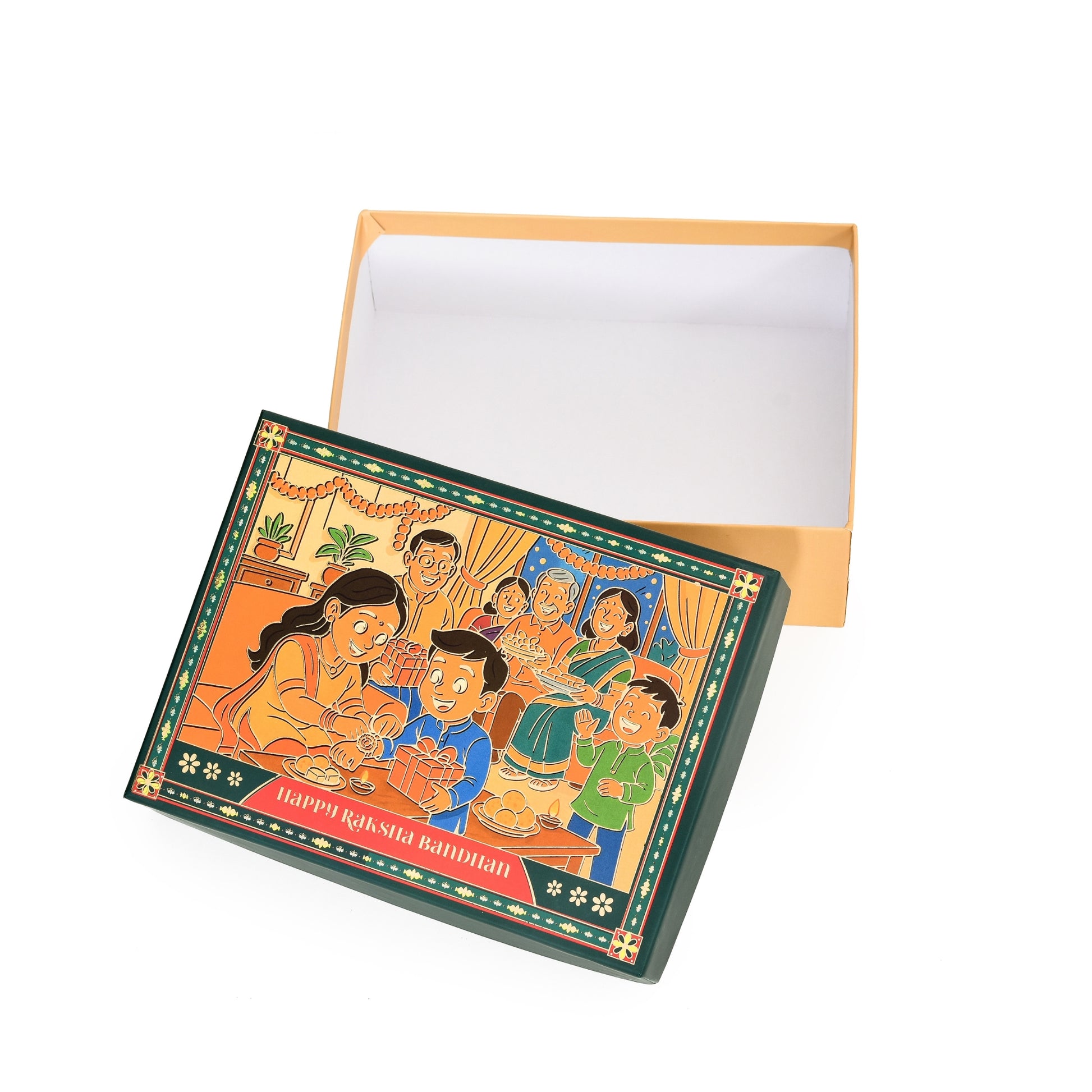 Rakhi Festive Gift Packaging Box - Dark Green (Size - 9.5x7x3 Inches) | Grownex Packaging | Hamper Box