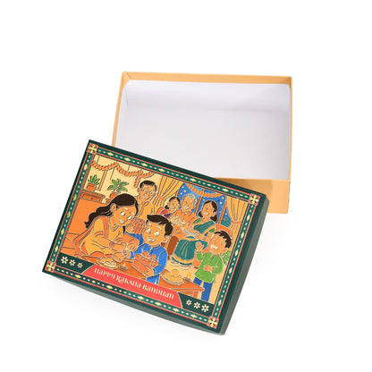 Rakhi Festive Gift Packaging Box - Dark Green (Size - 9.5x7x3 Inches) | Grownex Packaging | Hamper Box