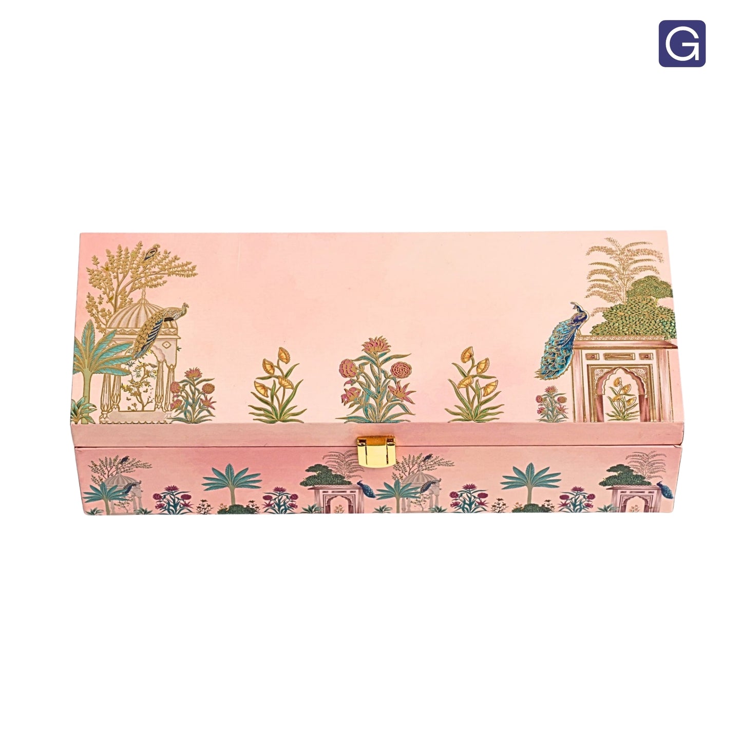 Pink Peacock Wooden Hamper Box with 3 Jars | Gift Box for Festivals & Celebrations
