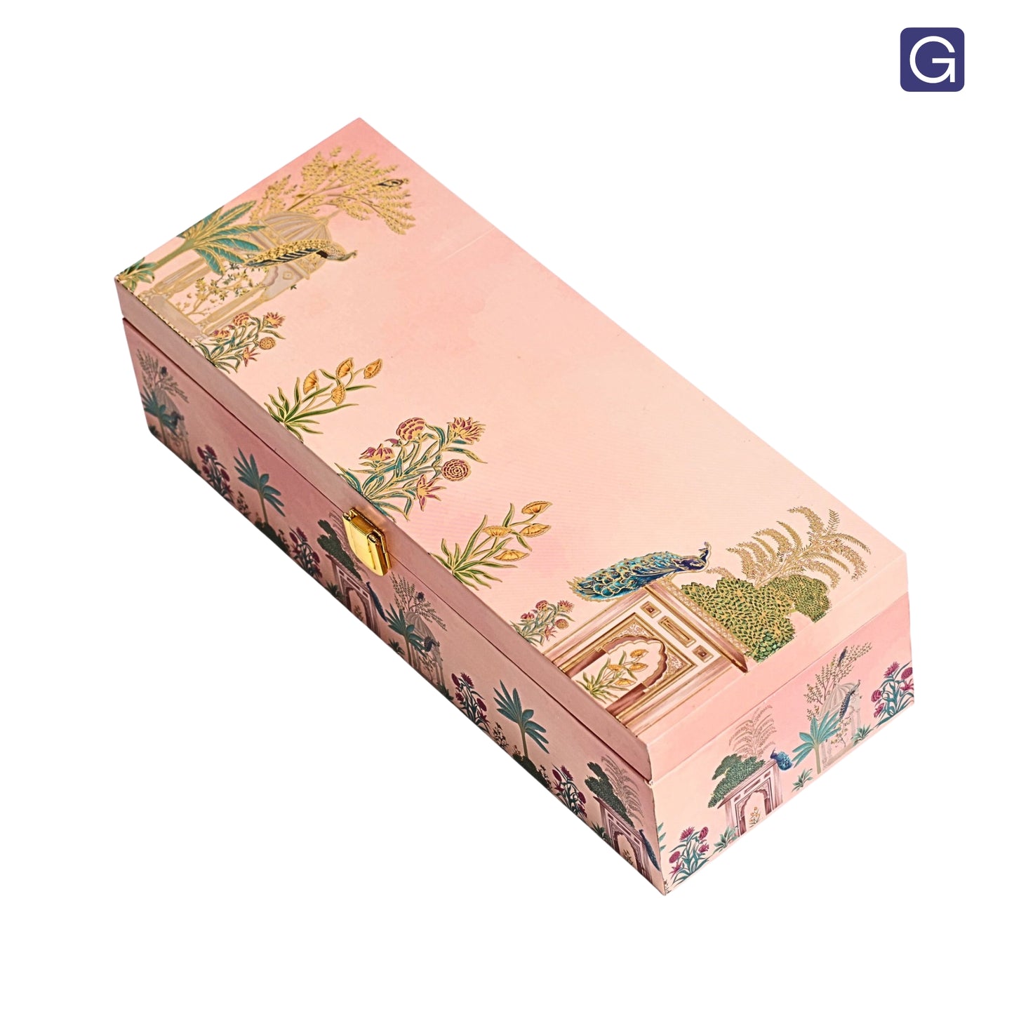 Pink Peacock Wooden Hamper Box with 3 Jars | Gift Box for Festivals & Celebrations
