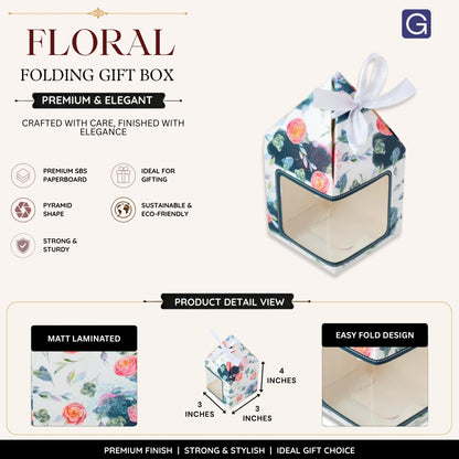 Pyramid Shape Folding Box | Floral Print Premium Gift Box