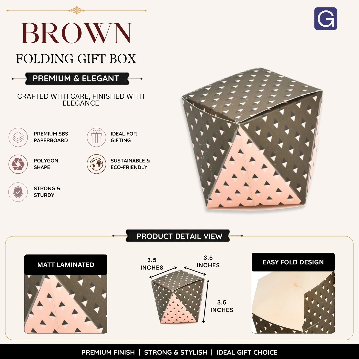 Polygon Shape Folding Box | Brown Premium Gift Box