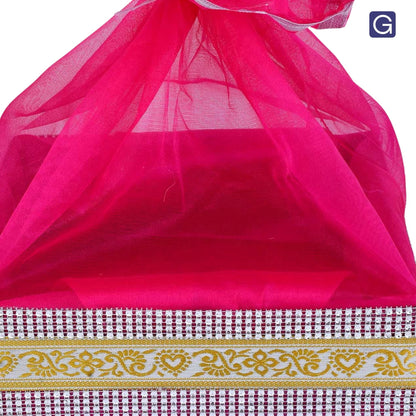 Rani Pink MDF Hamper Basket with Lace | Wedding & Return Gift Packaging