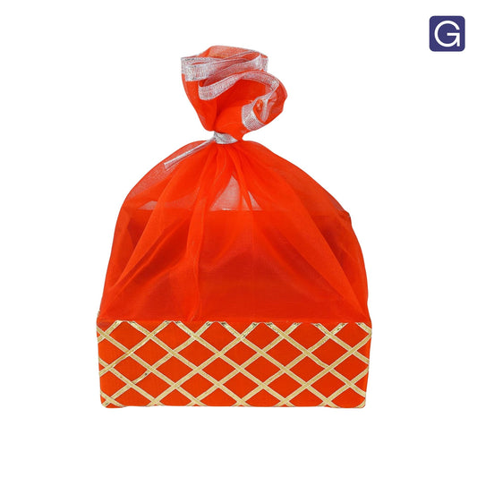 Square Lace Orange Decorative Basket | Festive & Wedding Gift Packaging