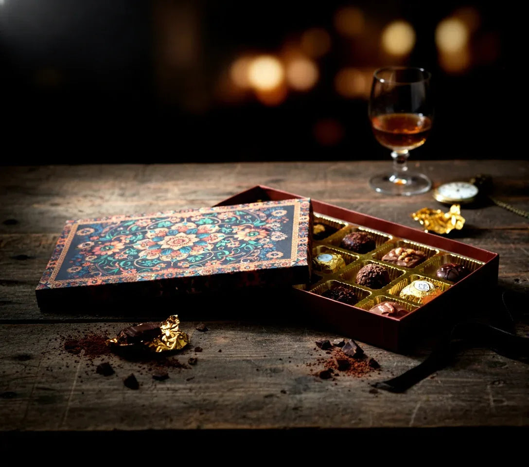 15 Cavity Folding Chocolate Box - Red Flower | Grownex Packaging | Chocolate Box