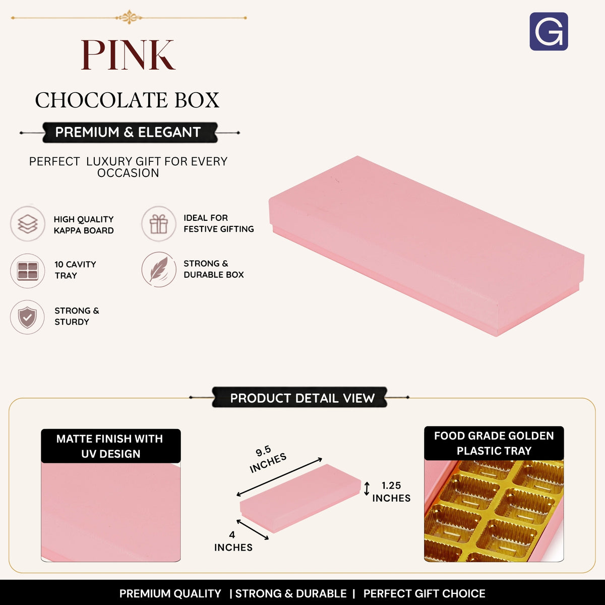 Pink 10 Cavity Chocolate Box