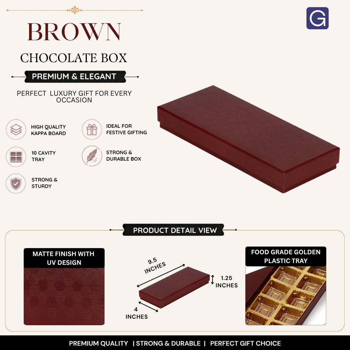Brown 10 Cavity Chocolate Box
