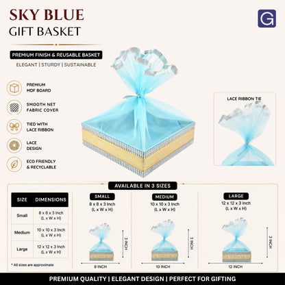 Sky Blue Gift Basket with Lace | Wedding & Return Gift Packaging