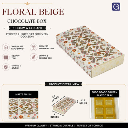 Floral Beige 8 Cavity Folding Chocolate Box