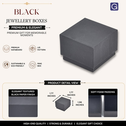 Black Lid Pattern Ring Box | 4.5x4.5x5 cm